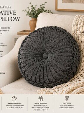 J. Queen New York Woodhaven Tufted Round Decorative Throw Pillow